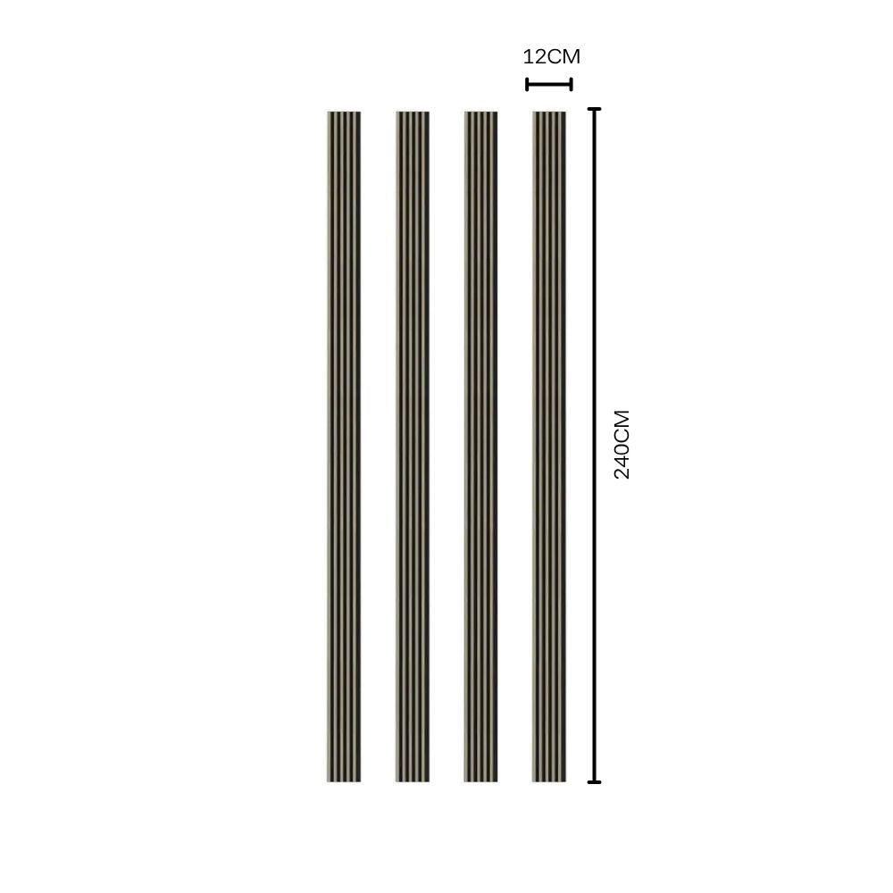 NU Wall Palm Light Oak and Black small slatted wall panel, showcasing modern wood and black design for interior decor.