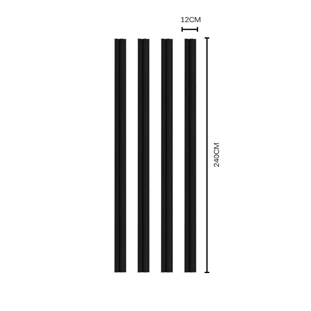 NU Wall Residence brushed black slatted wall panel in a pack of four, showcasing modern black textured wall decor.