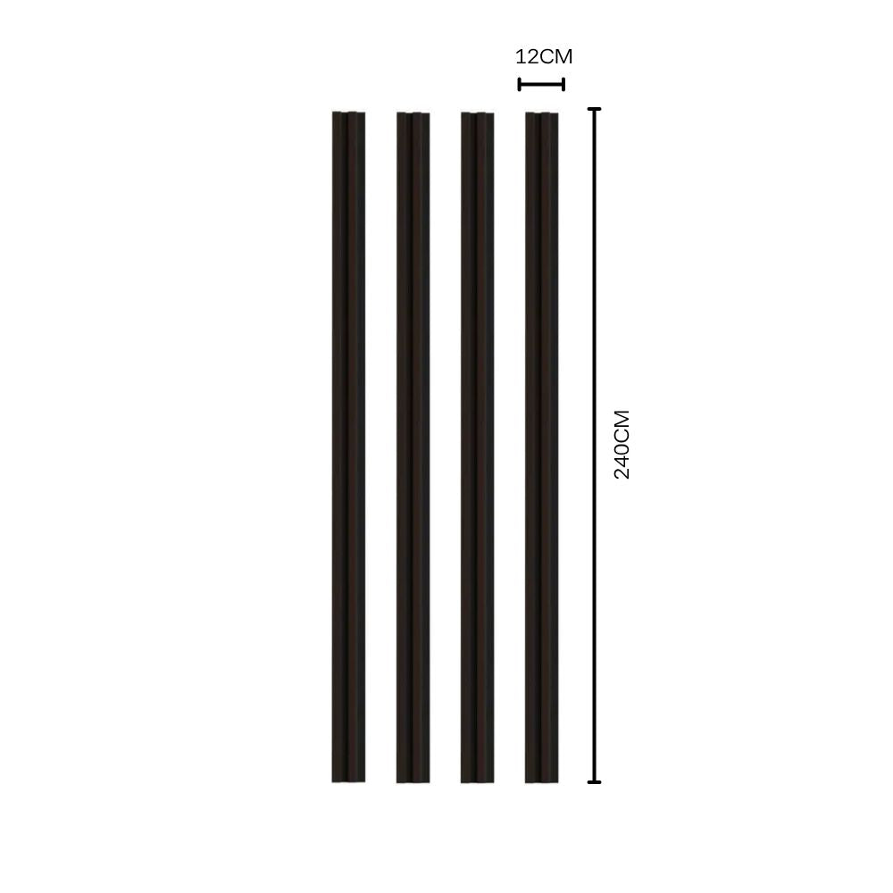 NU Wall Residence dark oak and black slatted wall panel, single panel showing textured wood grain and modern design elements