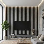 Residence Grey Oak & Black Slatted Wall Panel | Pack of 4