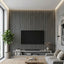 NU Wall Residence Grey Oak and Black waterproof wall panels, pack of 4, featuring wood grain and sleek black finish, for interior wall decor.