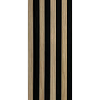 NU Wall Residence pack of 4 light oak and black waterproof wall panels, showing textured wood grain and sleek black edges.