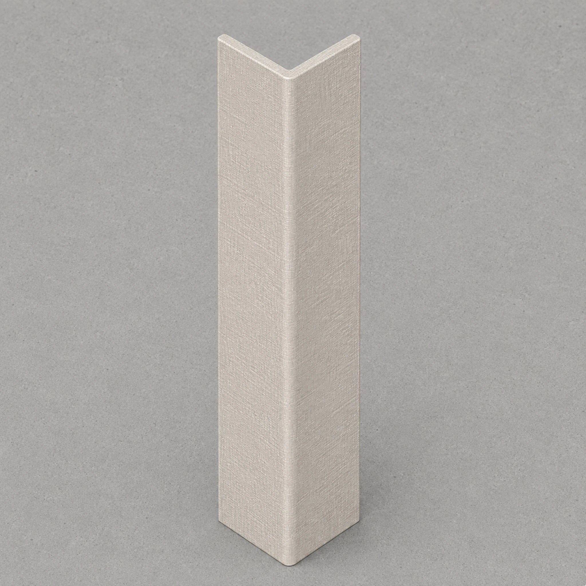 Oatmeal linen corner trim by NU Wall, showing a close-up of the textured fabric and neat corner stitching for home decor.