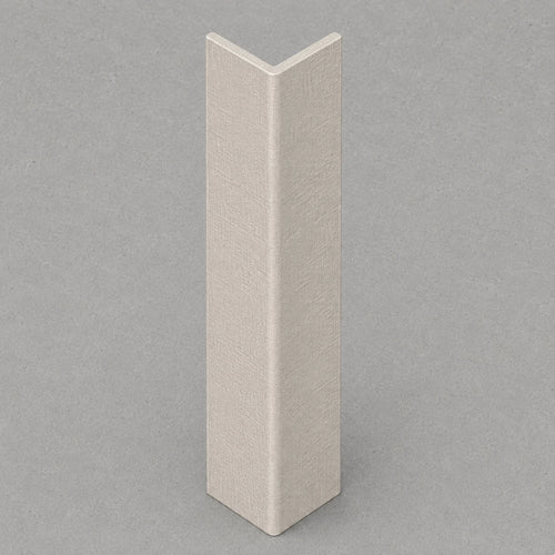 Oatmeal linen corner trim by NU Wall, showing a close-up of the textured fabric and neat corner stitching for home decor.