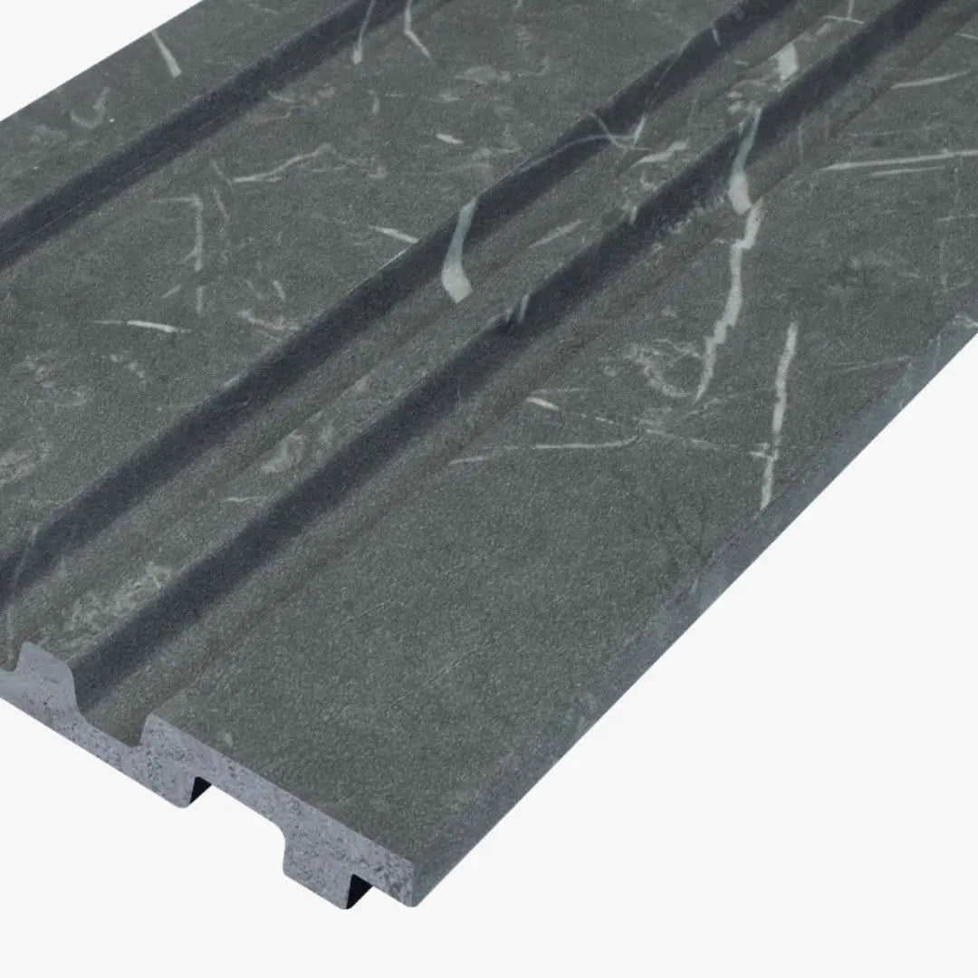 Waterproof polystyrene grey marble effect thin slatted wall panelling