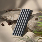 Waterproof polystyrene grey oak and black thin slatted wall panelling