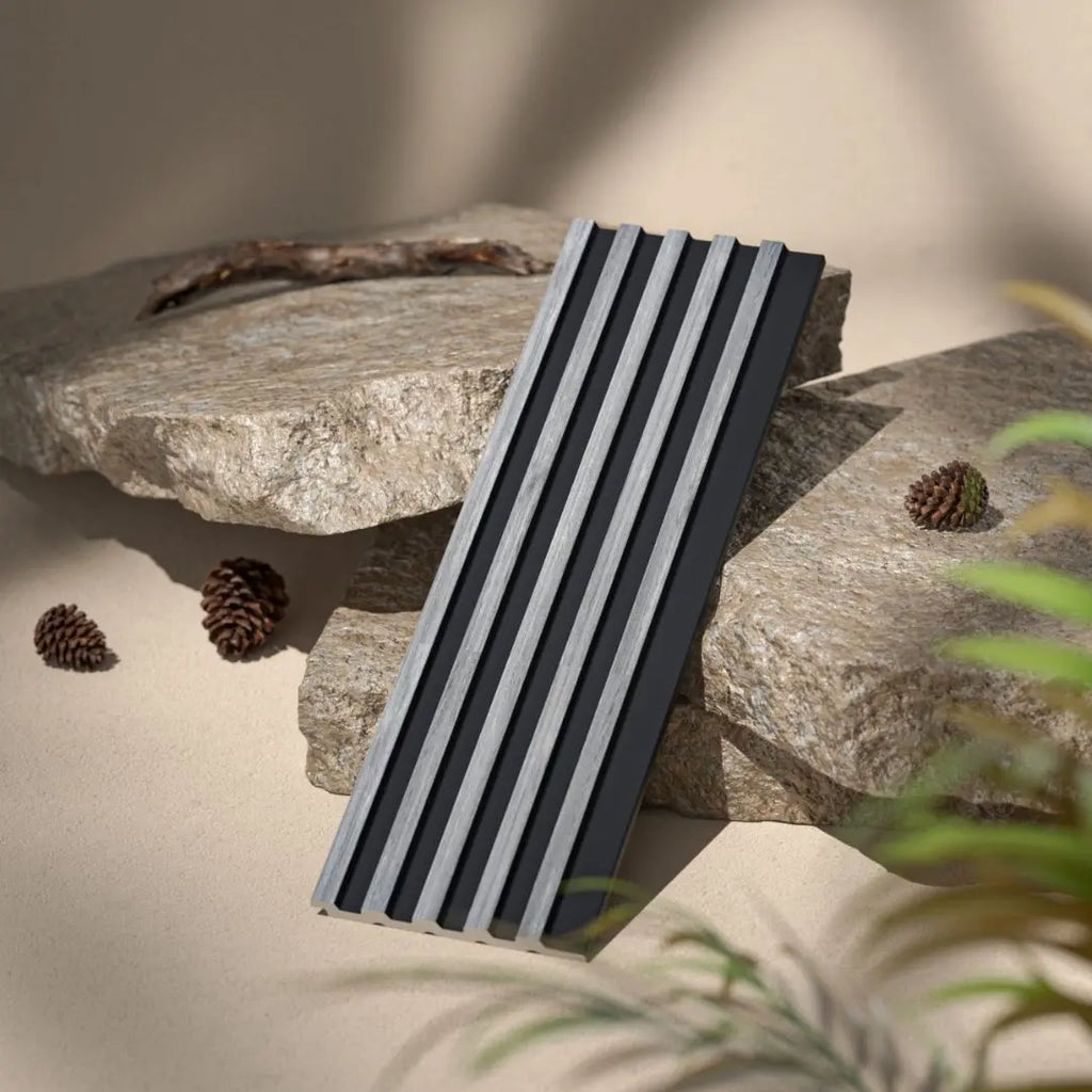 Palm Grey Oak and Black Waterproof Wall Panel Sample - NUWALL UK