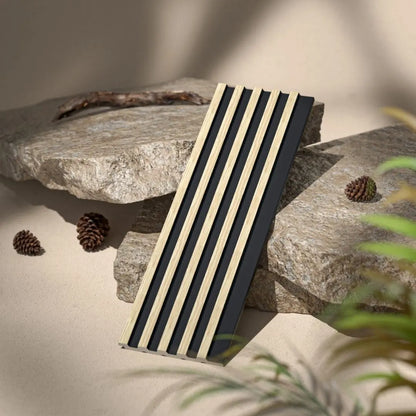 Palm Light Oak and Black Waterproof Wall Panel