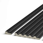 brushed black grooved wall panel end trim