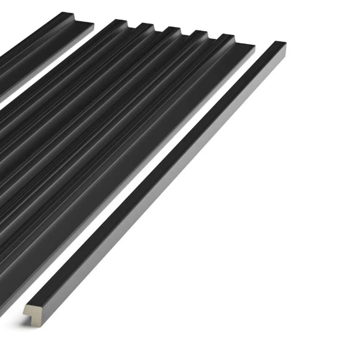 brushed black grooved wall panel end trim Main image