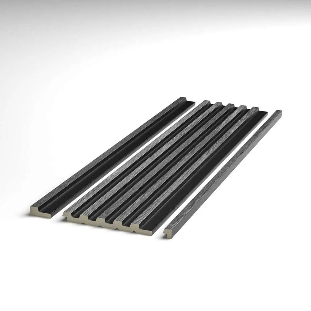 grey oak grooved wall panel end trim