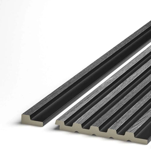 grey oak grooved wall panel end trim