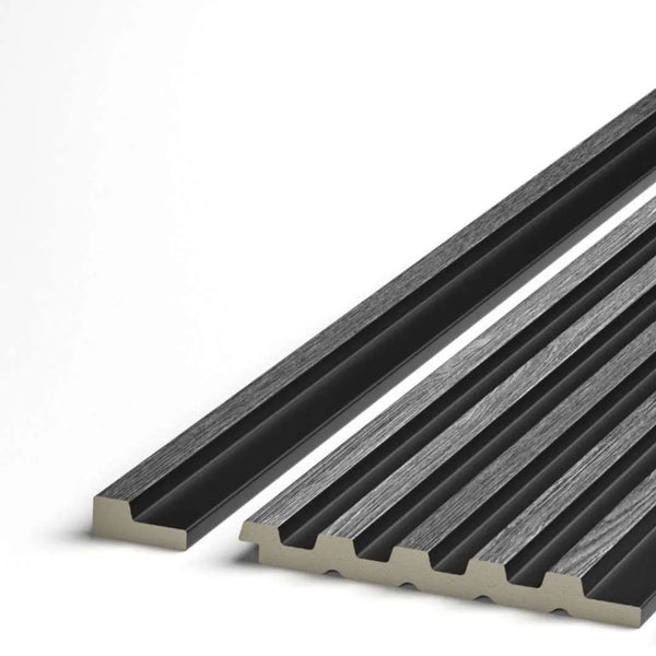 grey oak grooved wall panel end trim