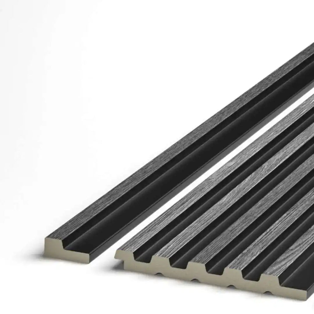 grey oak grooved wall panel end trim