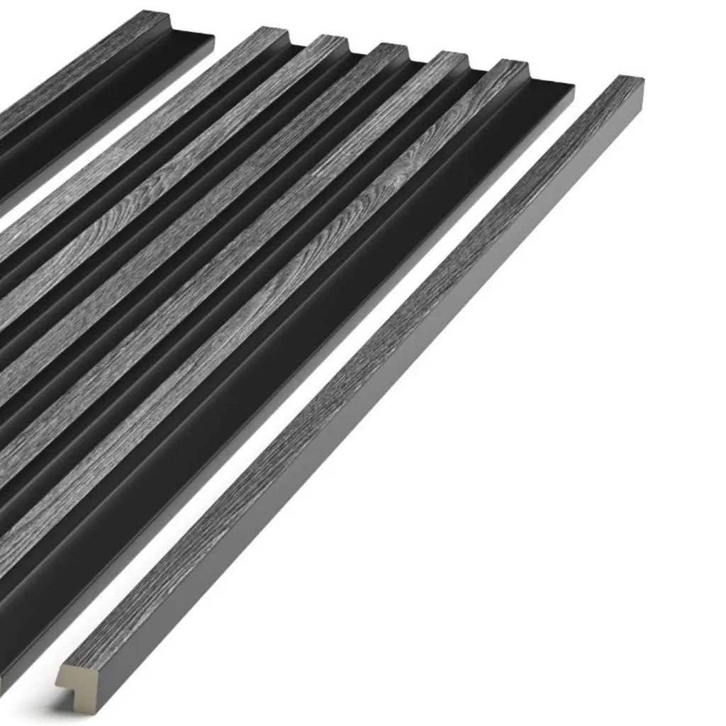 grey oak grooved wall panel end trim