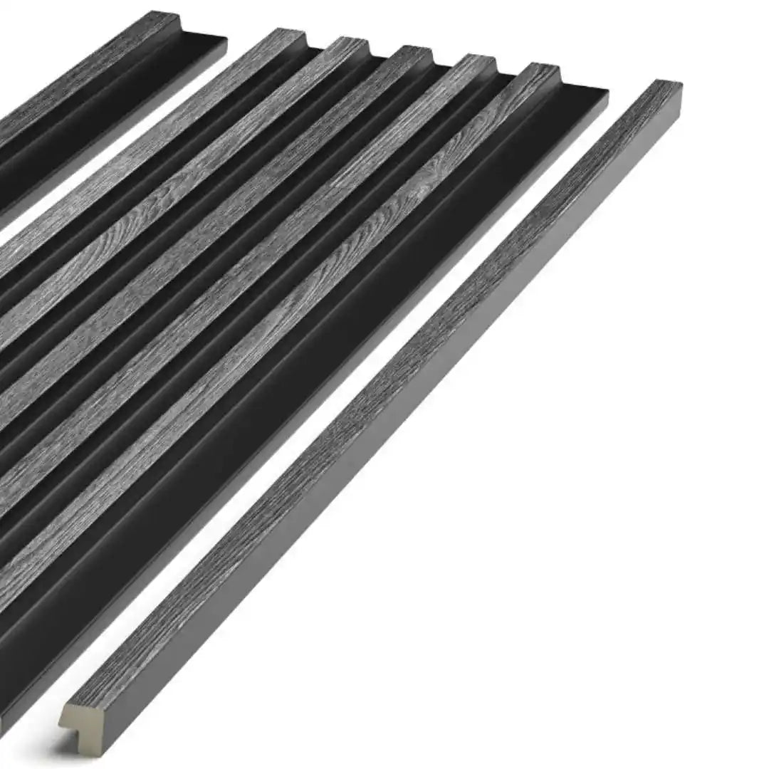 grey oak grooved wall panel end trim