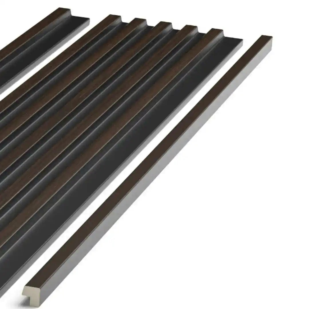 dark oak grooved wall panel end trim