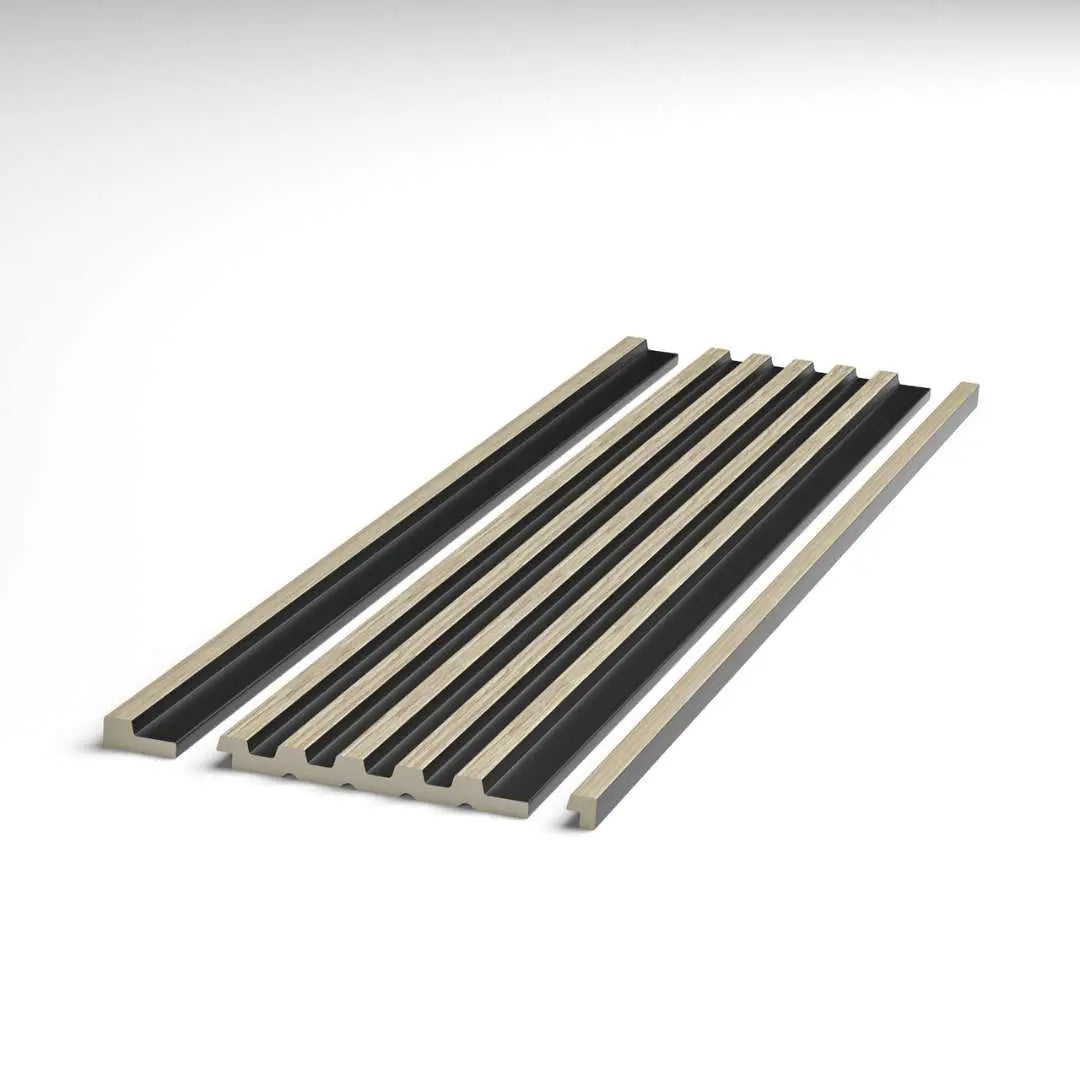 Light oak grooved wall panel end trim