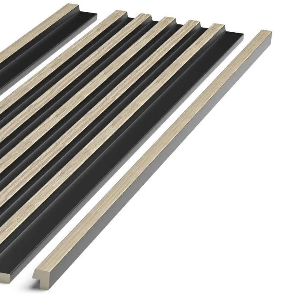 Light oak grooved wall panel end trim