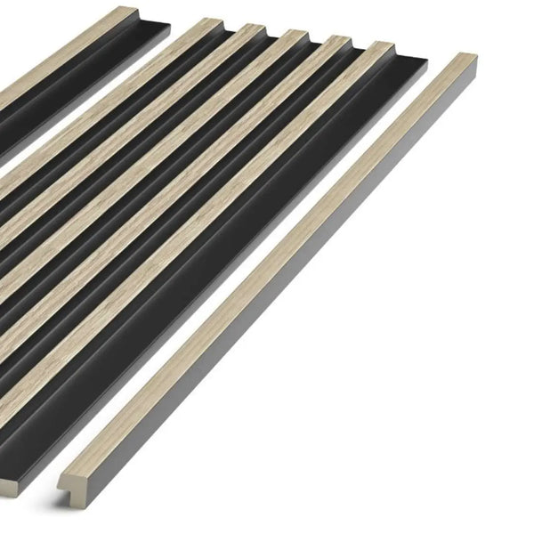 Light oak grooved wall panel end trim