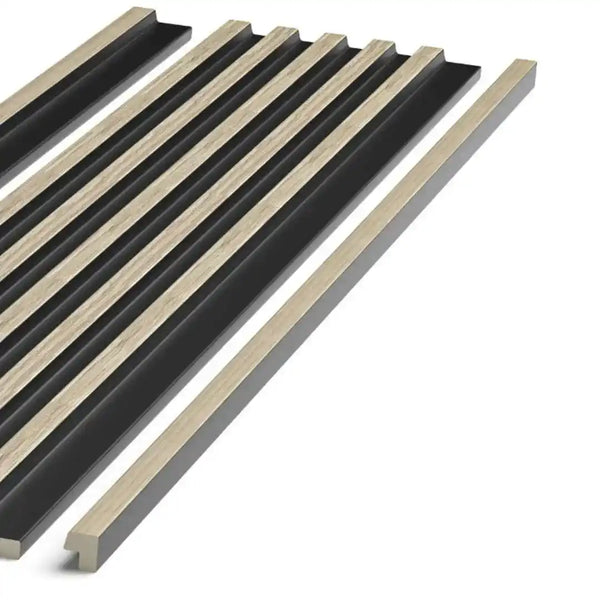 Light oak grooved wall panel end trim
