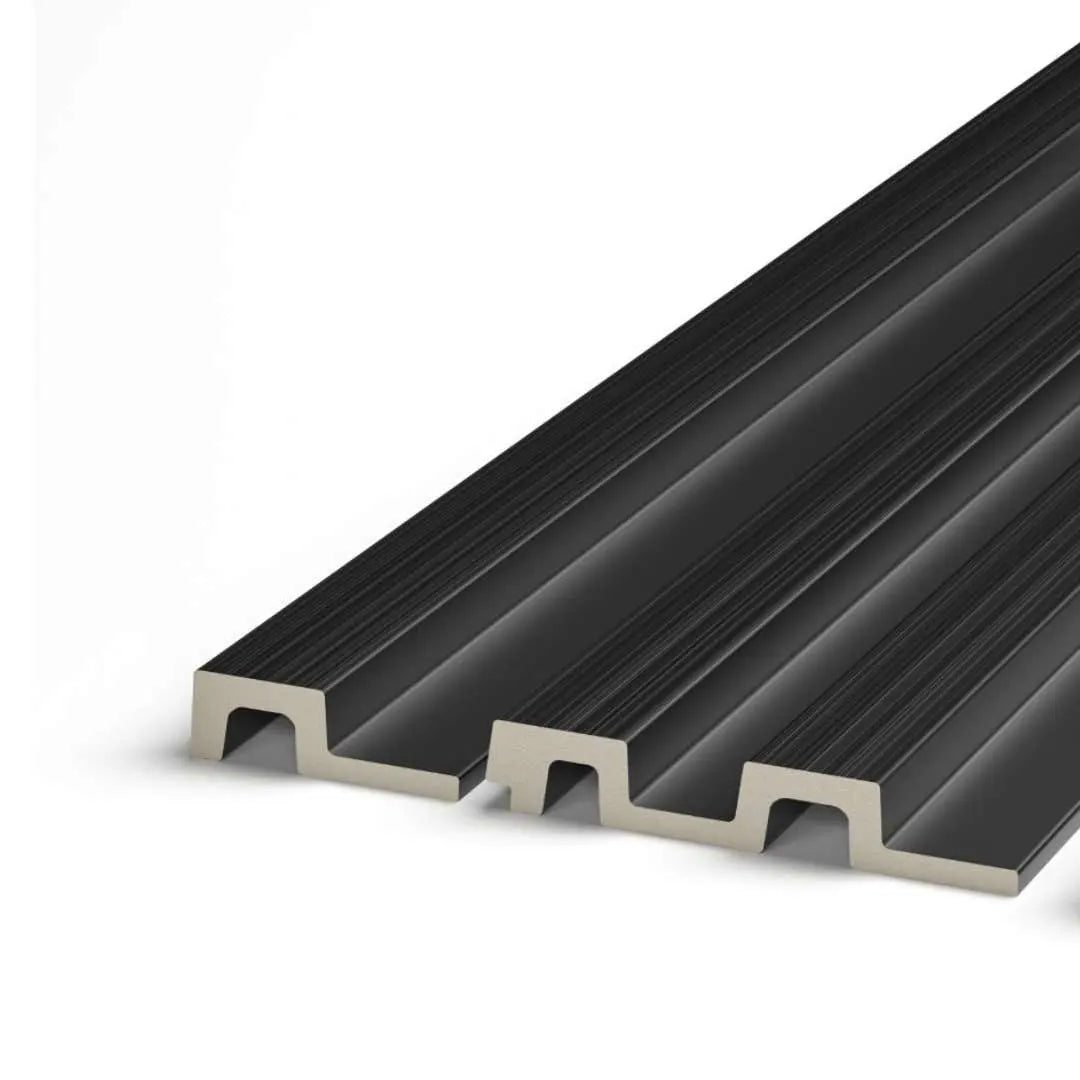 brushed black grooved wall panel end trim Main image