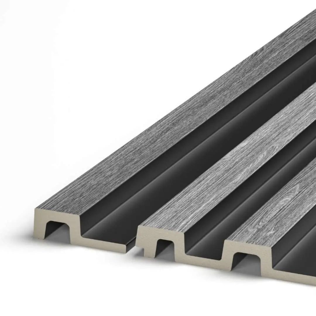 grey oak grooved wall panel end trim Main image