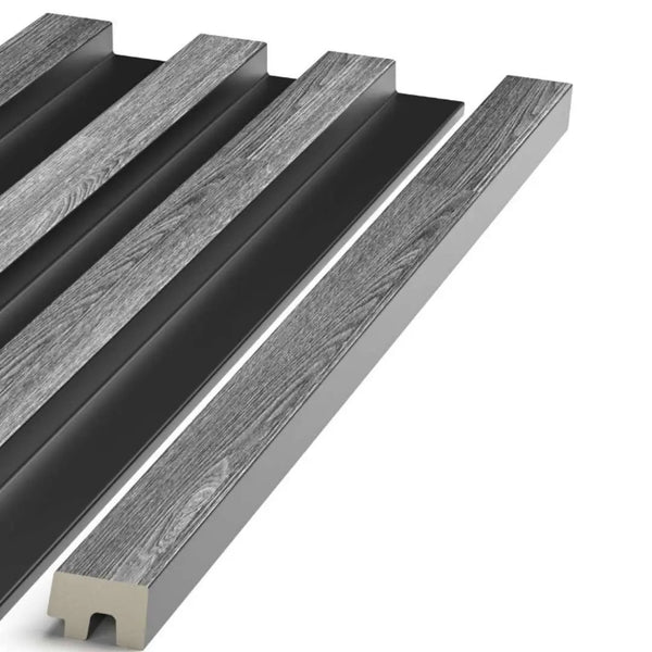 grey oak grooved wall panel end trim