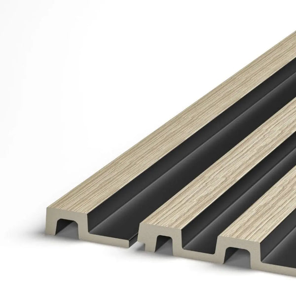 light oak grooved wall panel end trim