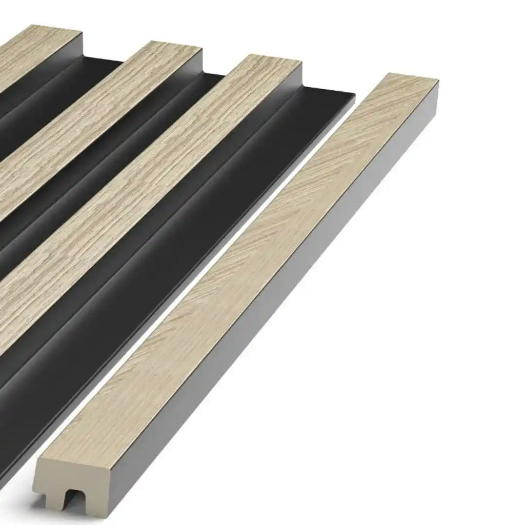 light oak grooved wall panel end trim