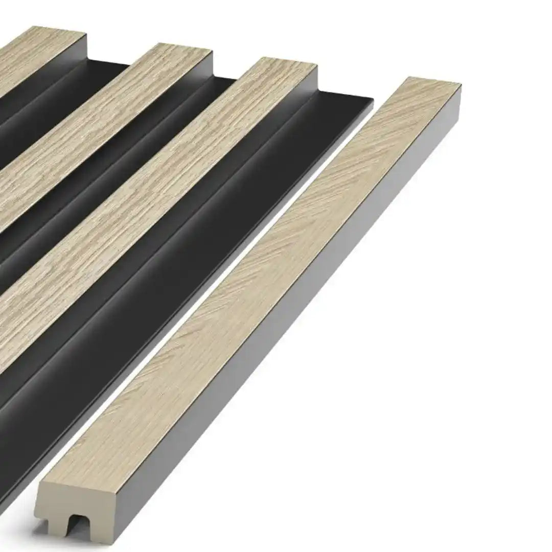 light oak grooved wall panel end trim