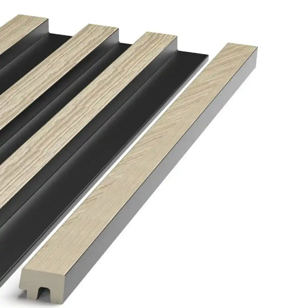 light oak grooved wall panel end trim