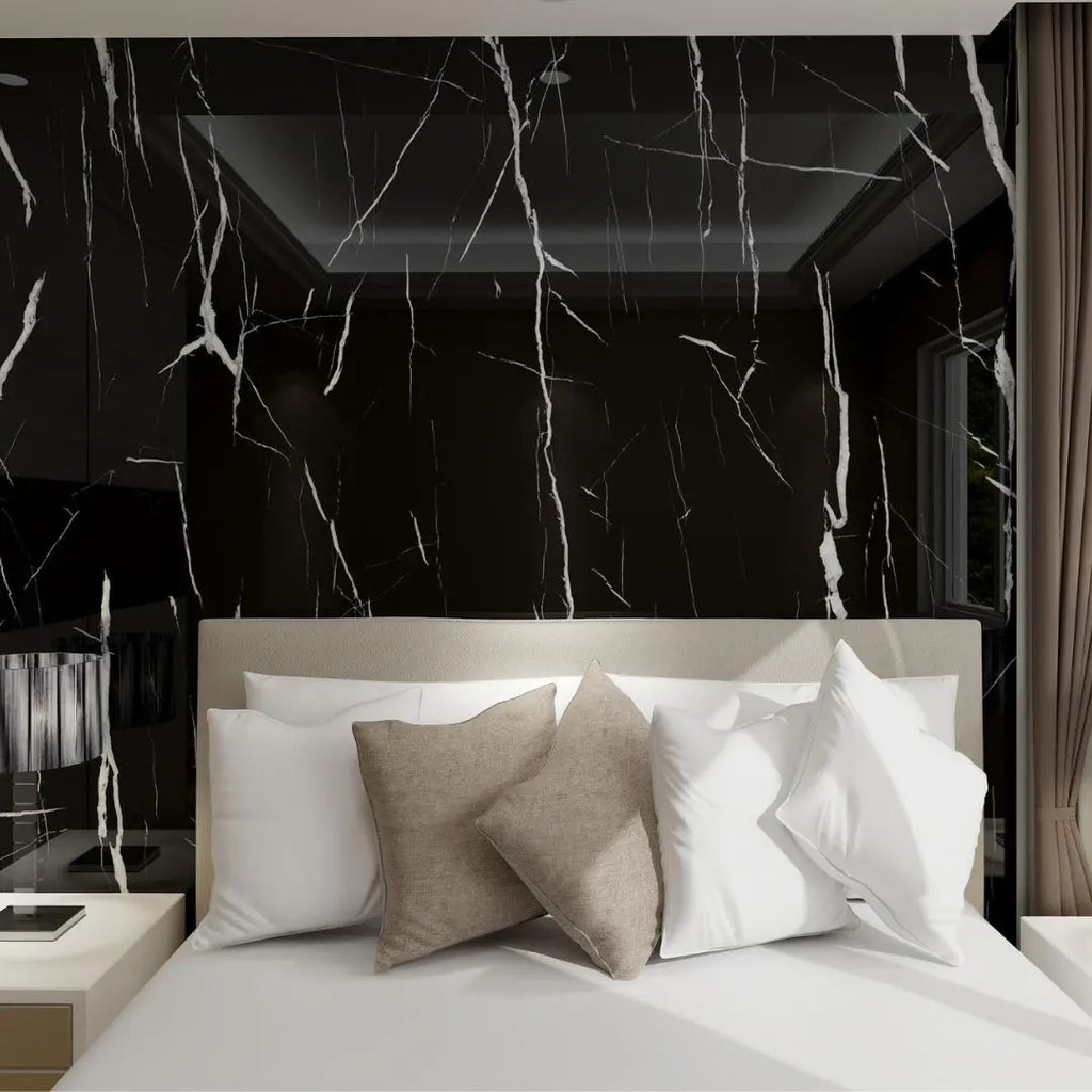 black marble effect self adhesive wall panel