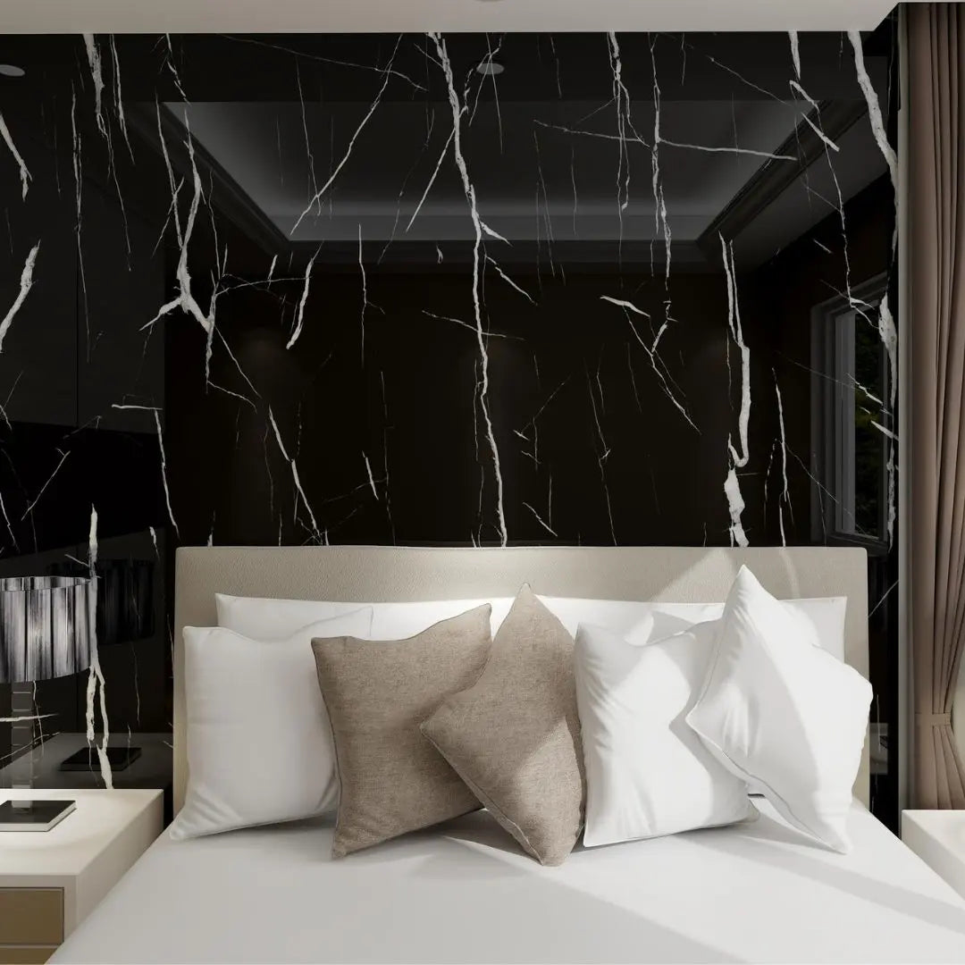 black marble effect self adhesive wall panel