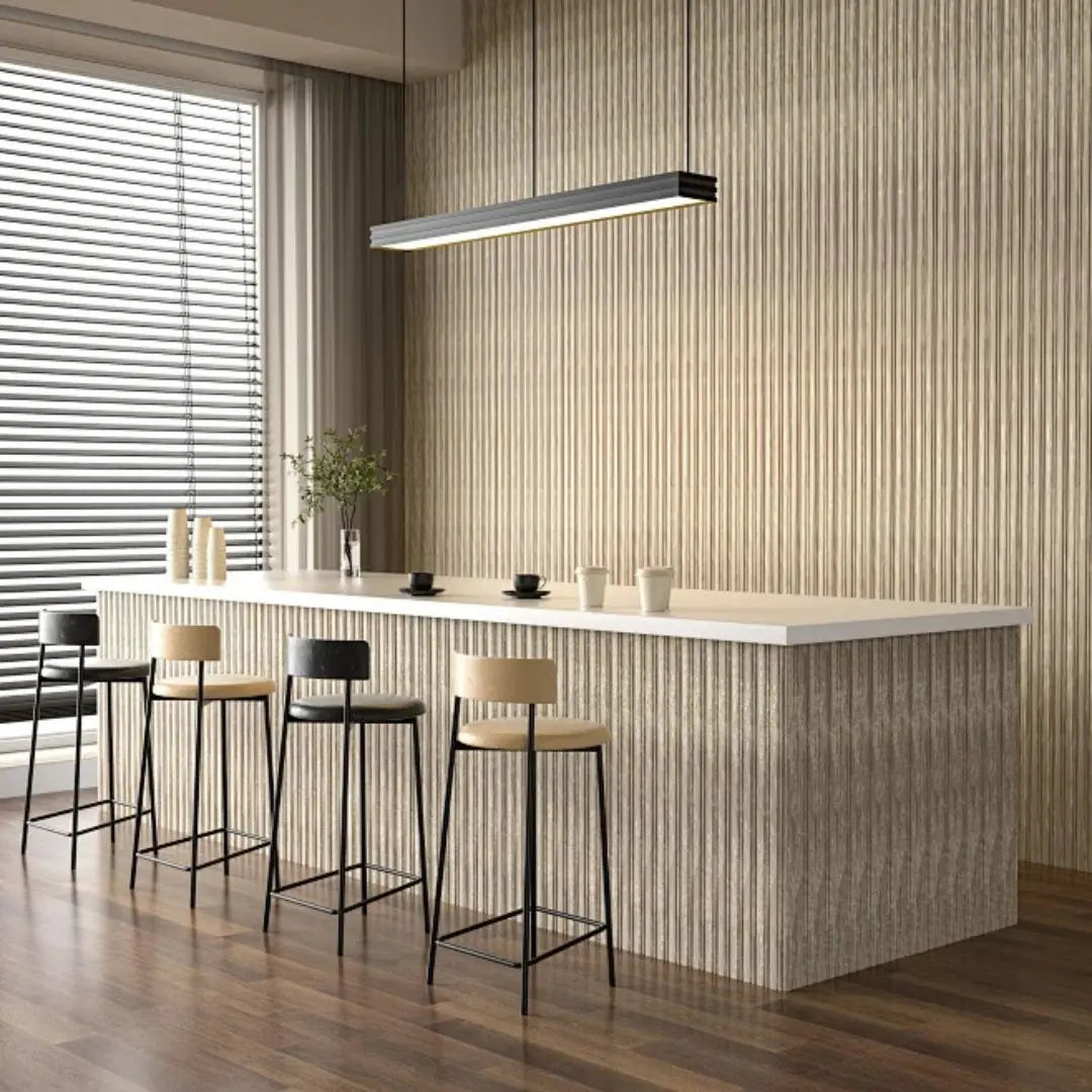 Waterproof polystyrene beige marble effect thin slatted wall panelling