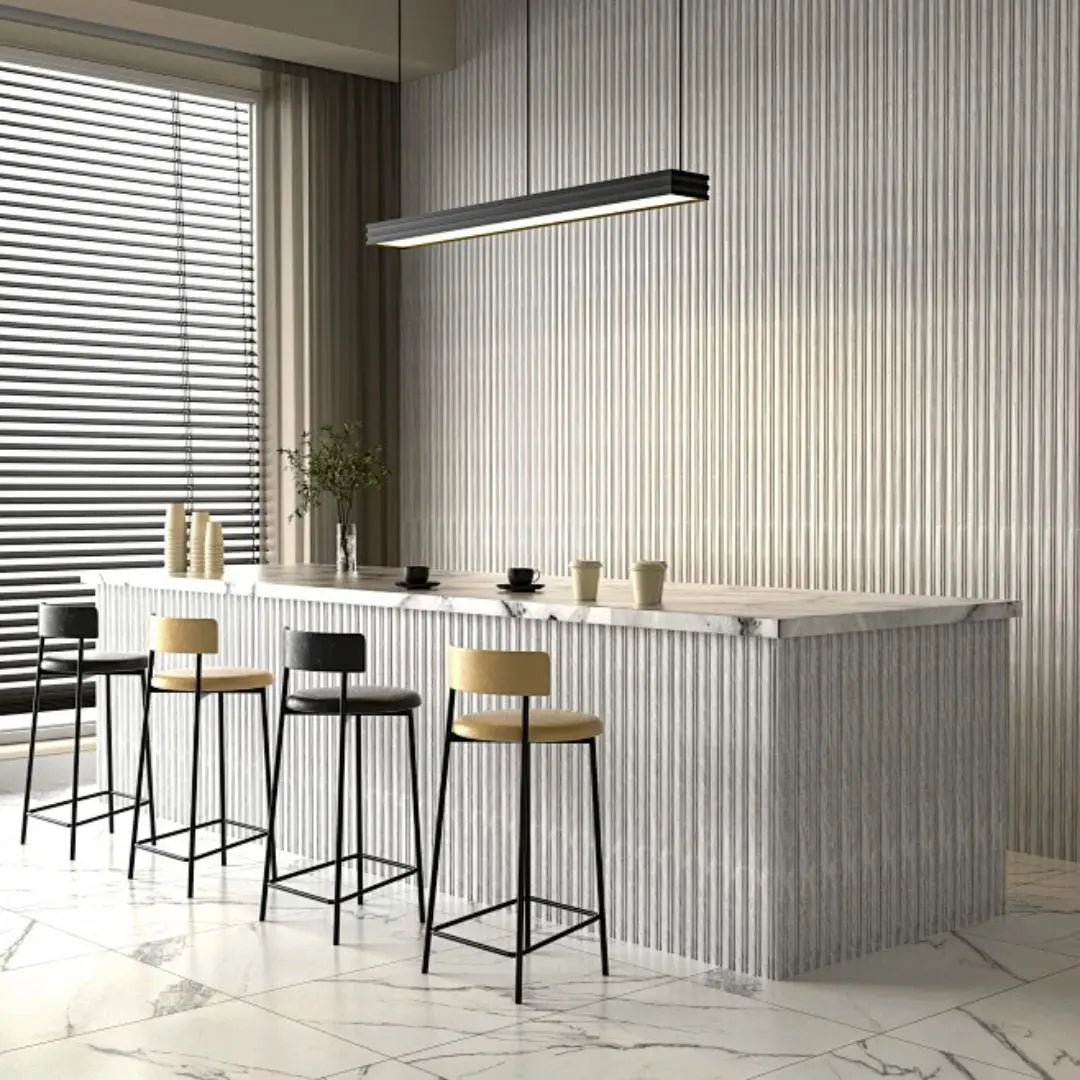 Waterproof polystyrene light grey marble effect thin slatted wall panelling