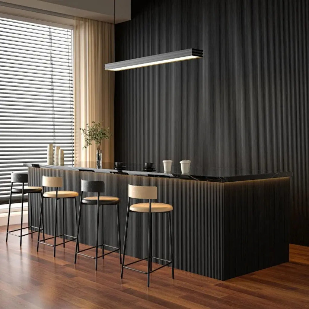 Waterproof polystyrene light brushed black thin slatted wall panelling