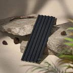 Waterproof polystyrene light brushed black thin slatted wall panelling