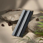 Waterproof polystyrene grey oak and black slat wall panelling