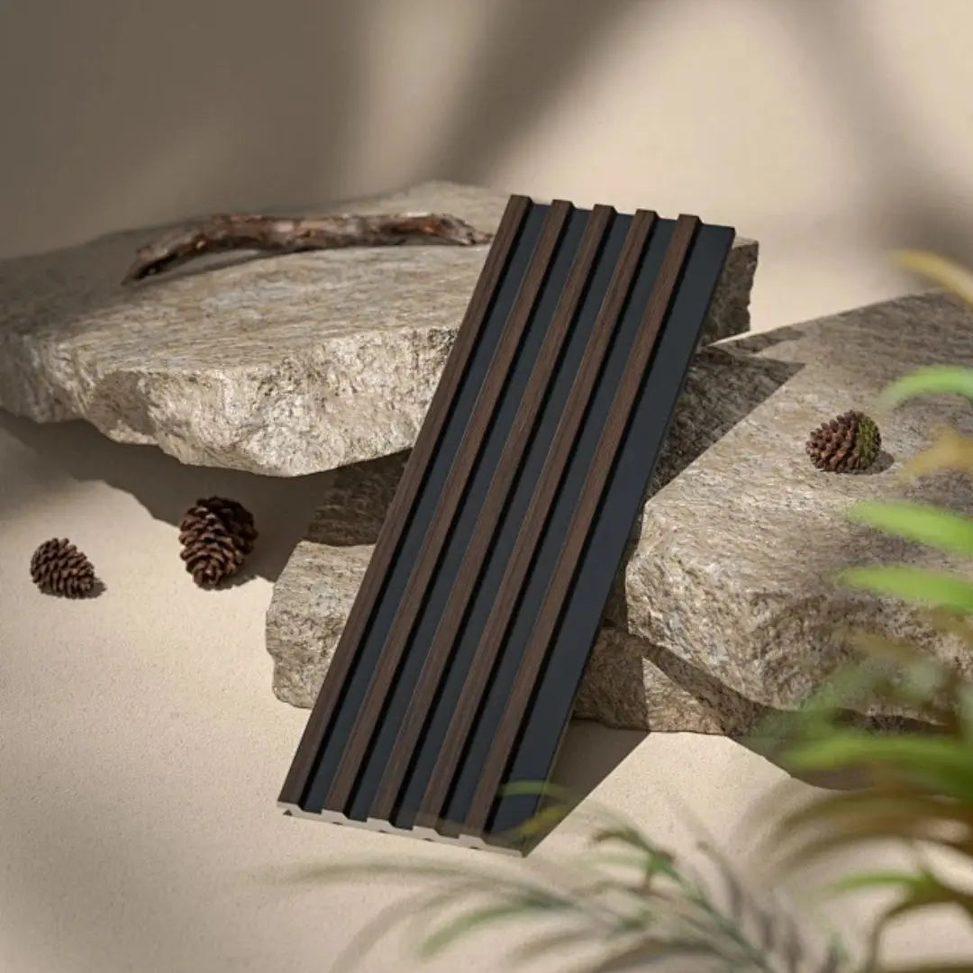 Palm Dark Oak and Black Waterproof Wall Panel Sample - NUWALL UK