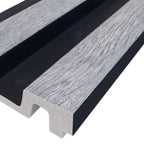 Waterproof polystyrene grey oak and black slat wall panelling