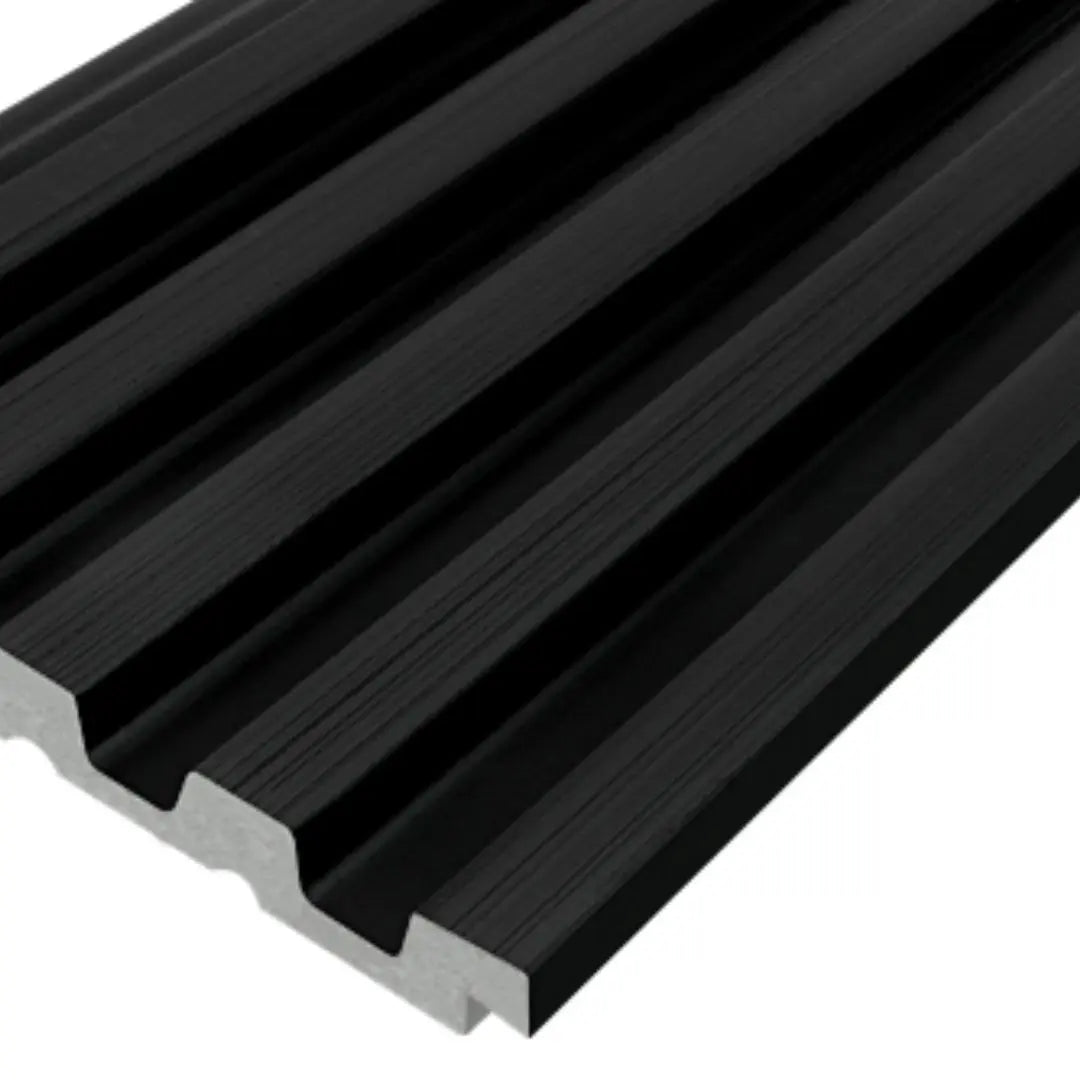 Waterproof polystyrene light brushed black thin slatted wall panelling
