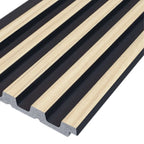 Waterproof polystyrene light oak and black thin slatted wall panelling