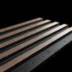 Waterproof polystyrene light oak and black thin slatted wall panelling