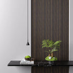 Waterproof polystyrene dark oak reeded wall panelling