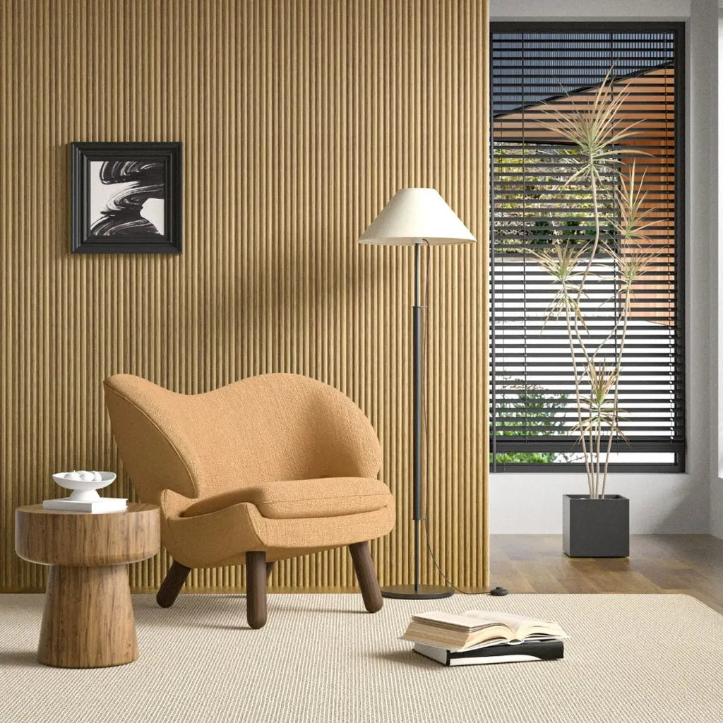 Waterproof polystyrene medium oak reeded wall panelling