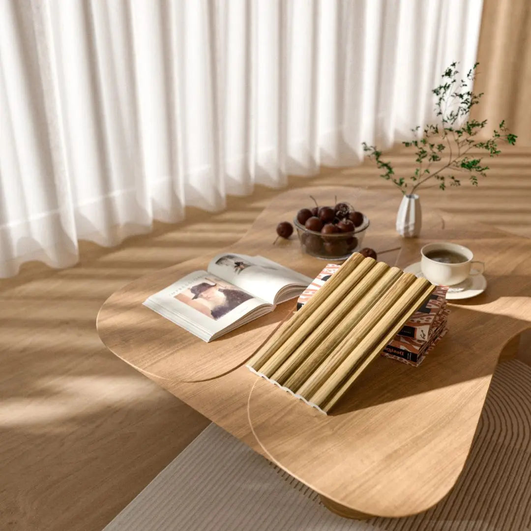 Arc Reeded Medium Oak Waterproof Wall Panel Sample - NUWALL UK