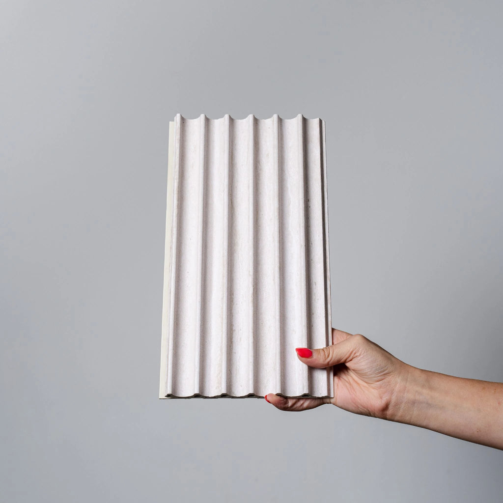 White Washed Travertine Fluted Wall Panel - Single
