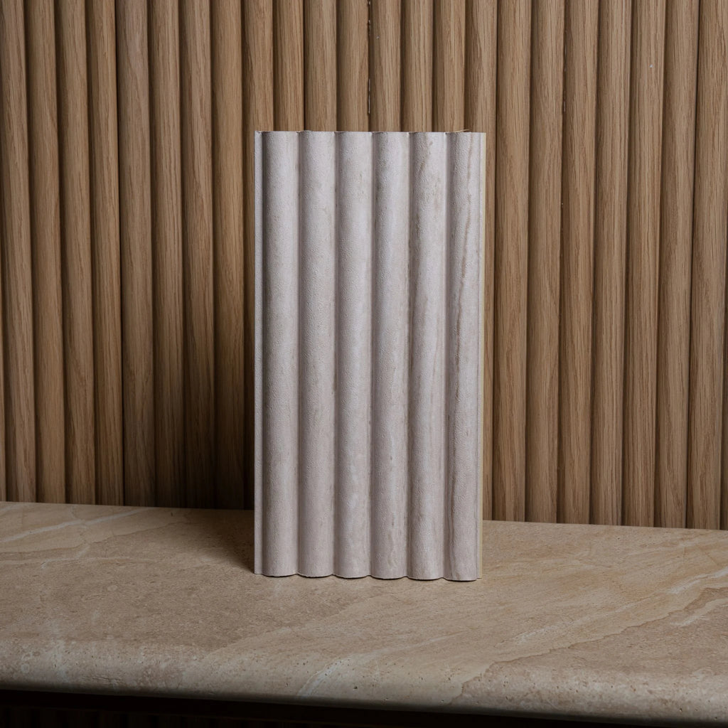 White Washed Travertine Reeded Wall Panel