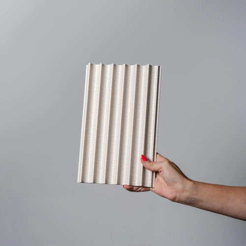 Oatmeal linen fluted wall panel by NU Wall, single decorative wall panel with textured, linen-like finish for modern interior design
